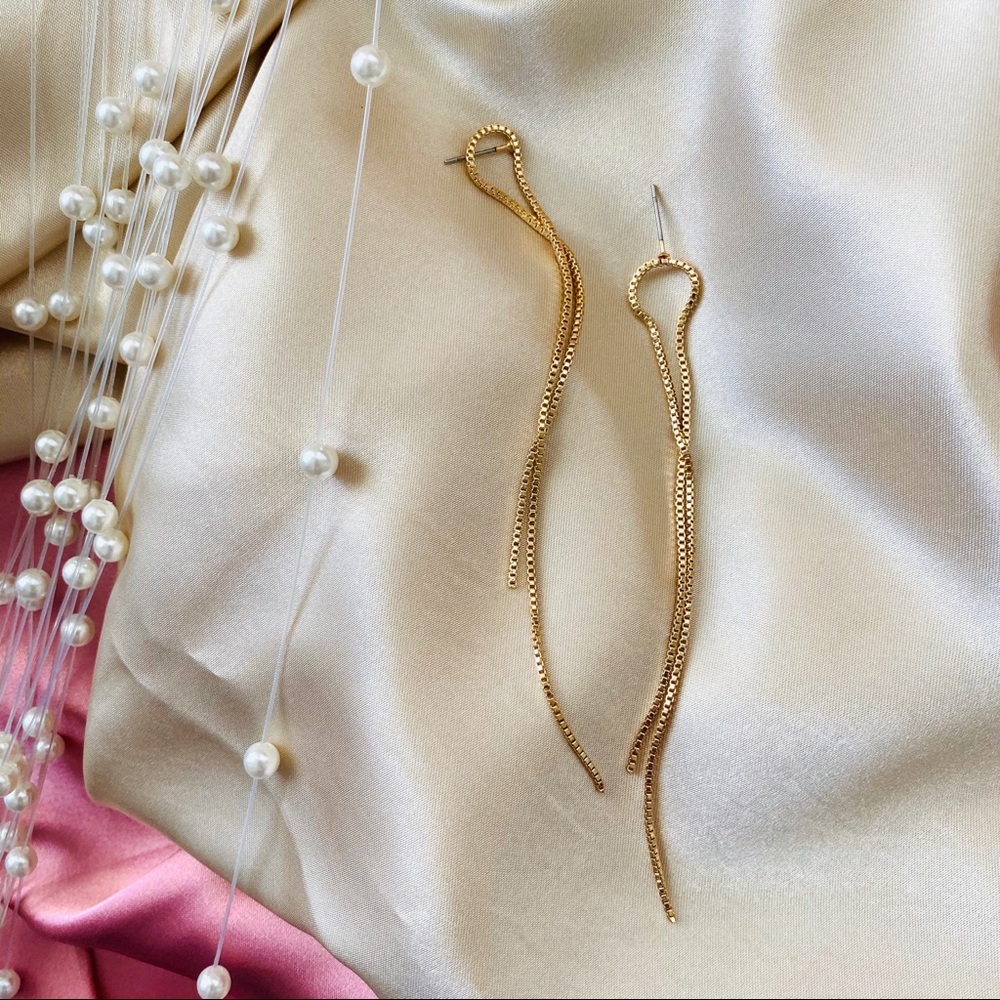 Metal Thread Drop Earrings Threader Dangle